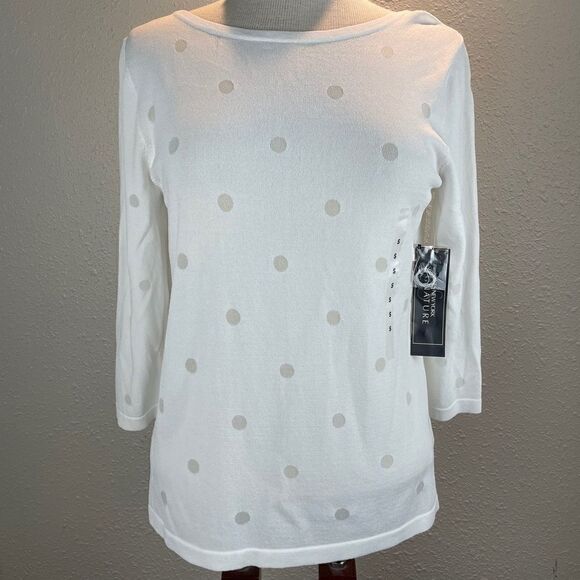 NWT Jones New York White Polka Dot Top Size S - Picture 1 of 9